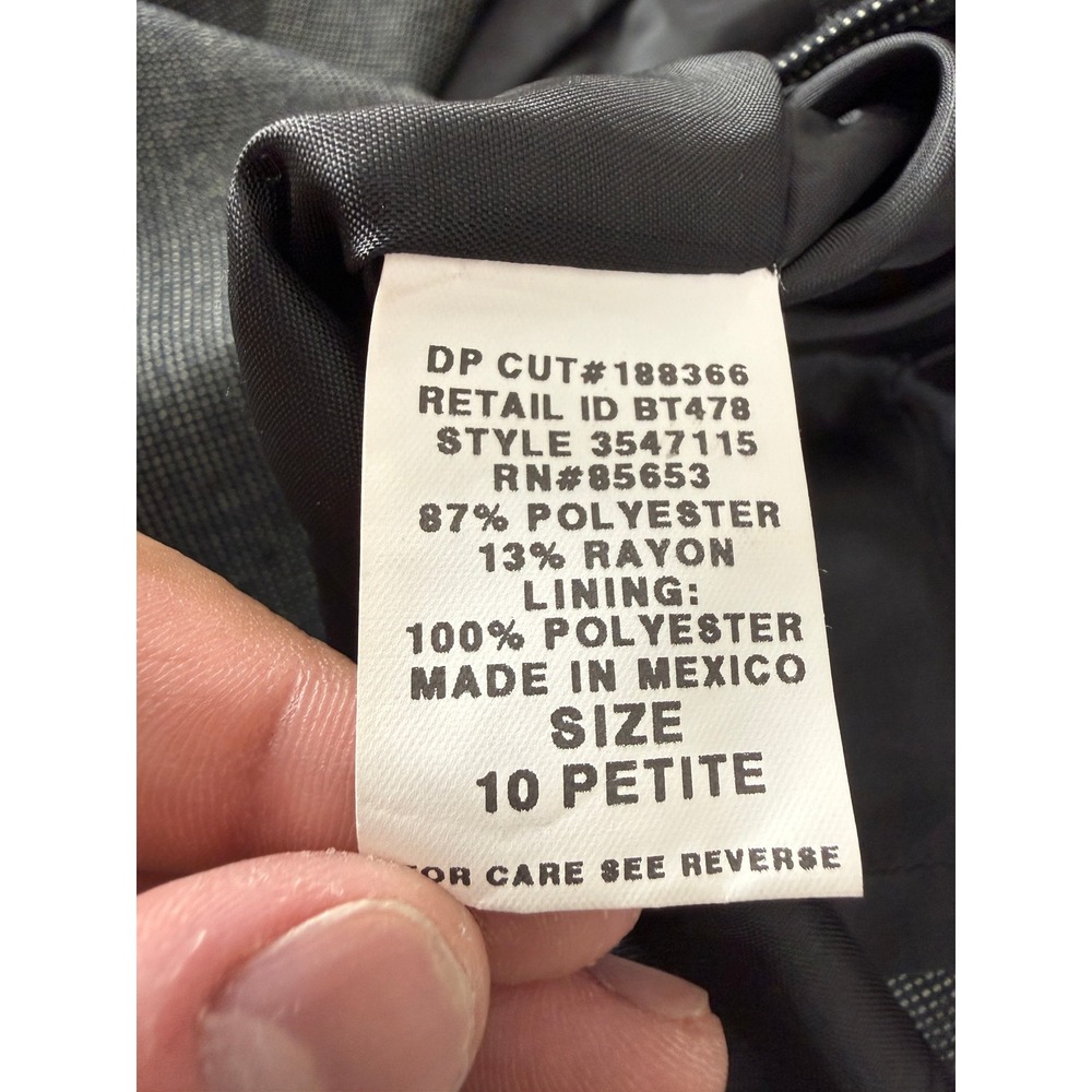 Koret Petites Size 10p Velvet Trim Professional Career Blazer Gray Long Sleeve - Picture 6 of 8